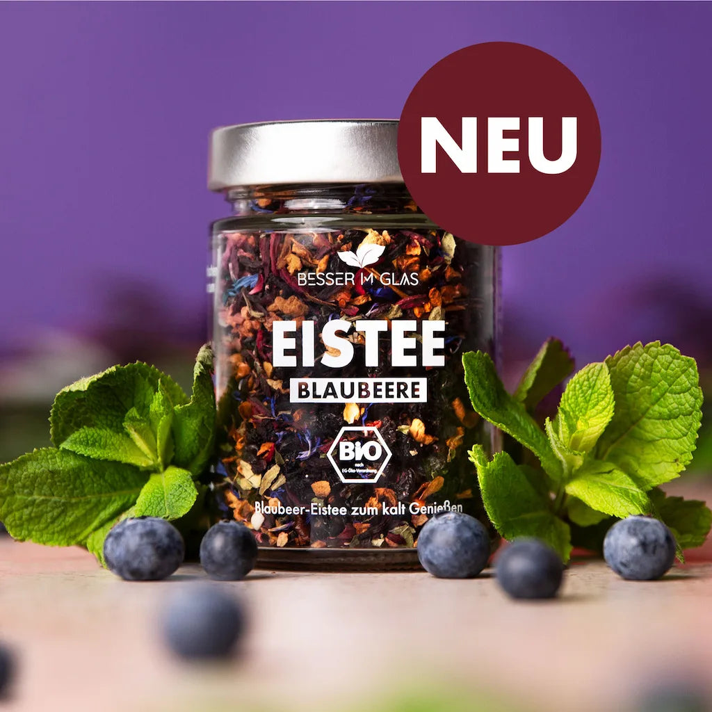 Eistee Blaubeere von Besser im Glas