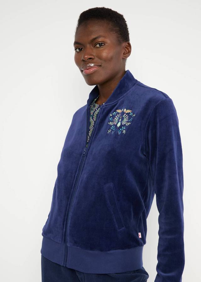 Blouson Velvet Harmony Bomber - Indigo Depths Blue von Blutsgeschwister
