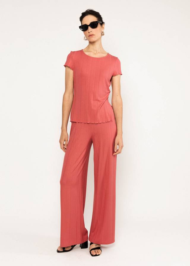 High-Waist-Hose Lou - Smudge Ribbed Mauve von Blutsgeschwister