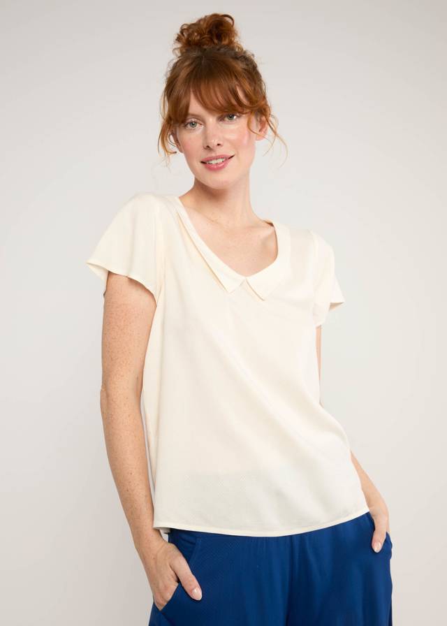 Sommerbluse Feed the Birds - Budgie Feather White von Blutsgeschwister