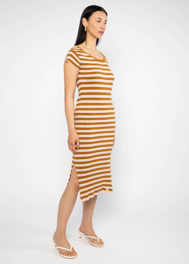 Strickkleid Laissez Fairy - Chic Knit Stripe Brown von Blutsgeschwister