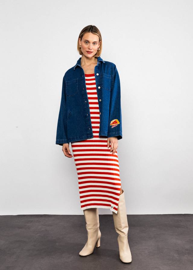 Strickkleid Laissez Fairy - Chic Knit Stripe Red von Blutsgeschwister