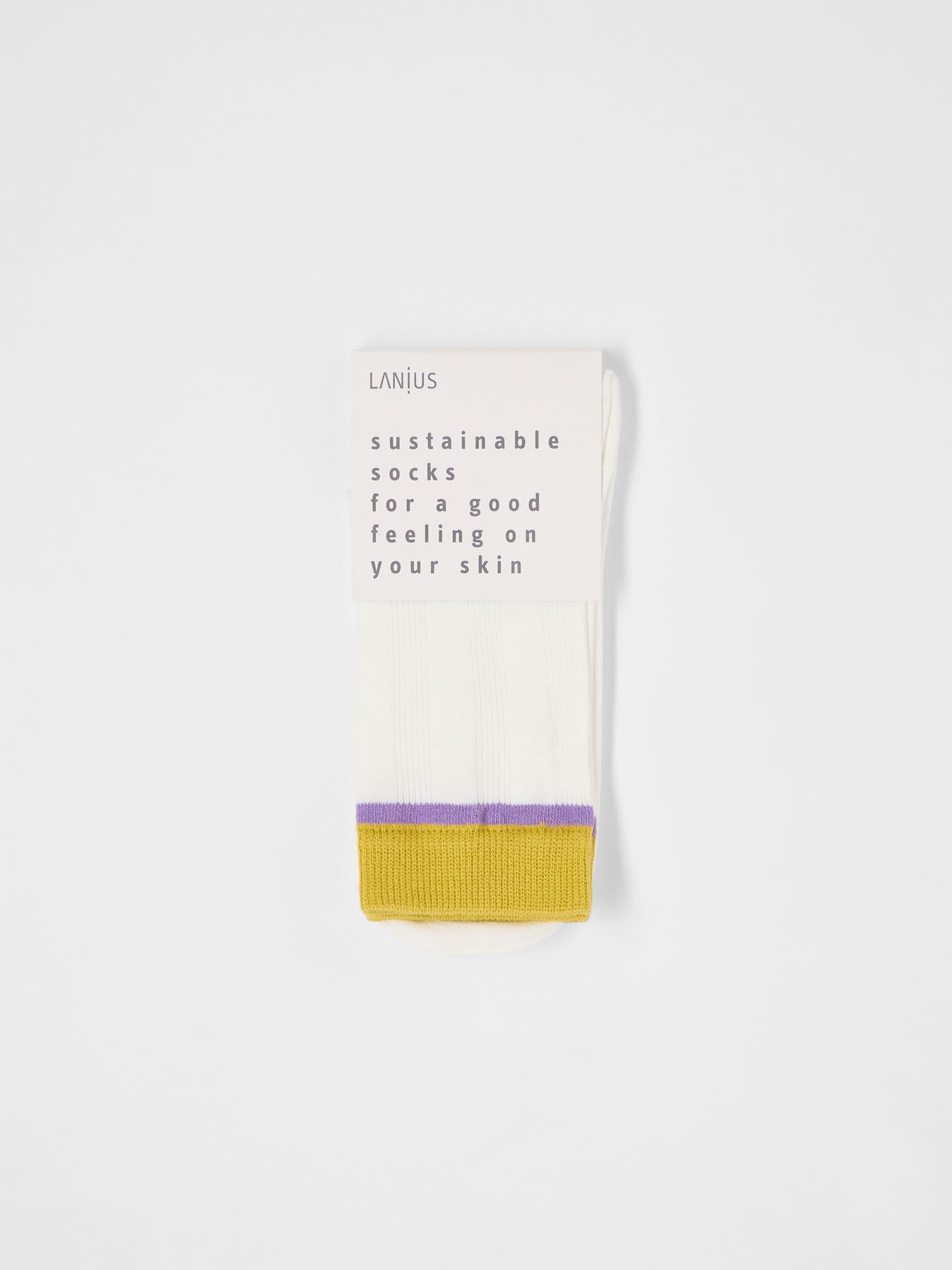 Colourblock Socken (GOTS) - Off White / Kiwi von Lanius