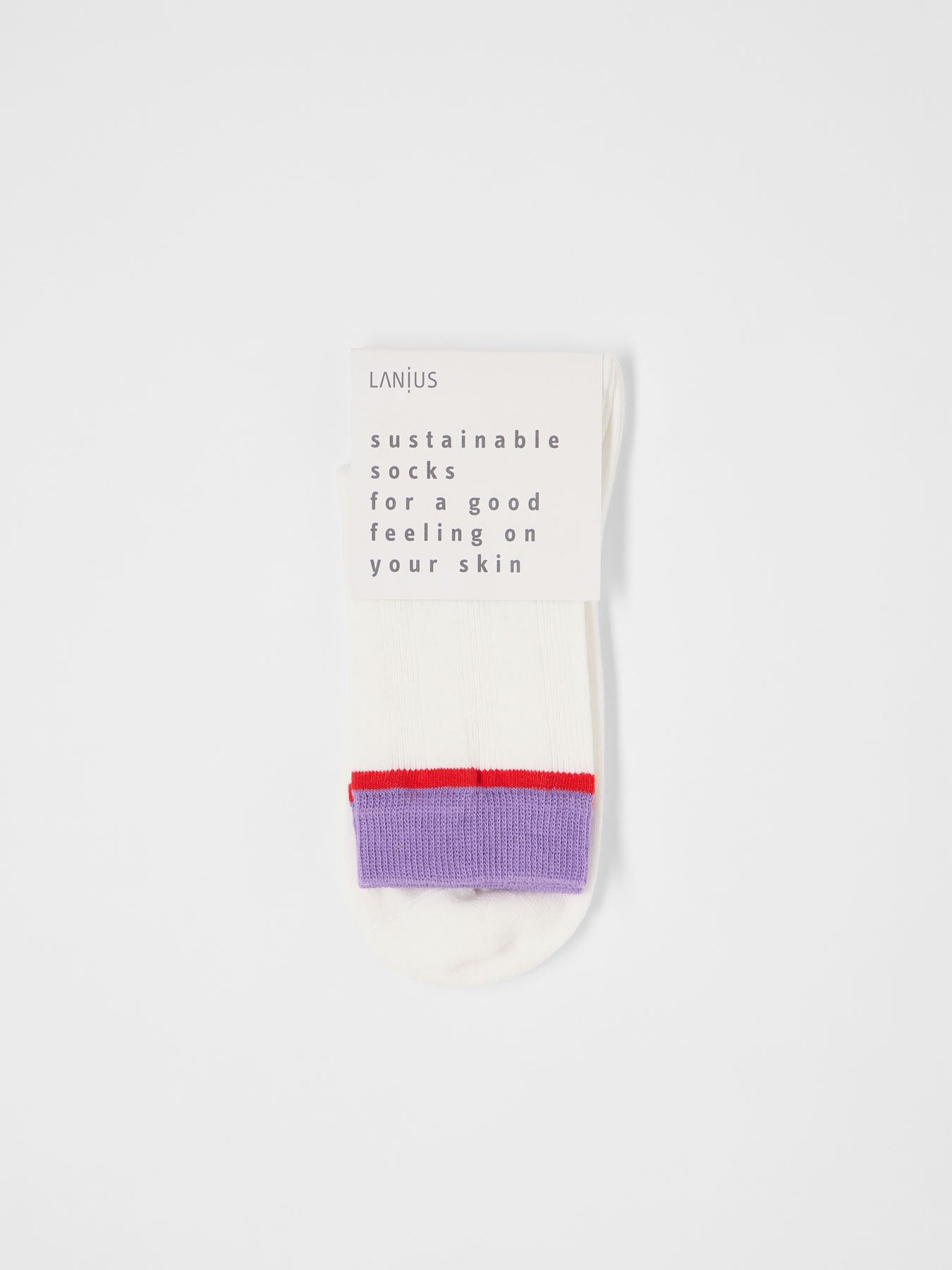 Colourblock Socken (GOTS) - Off White / Verbena von Lanius