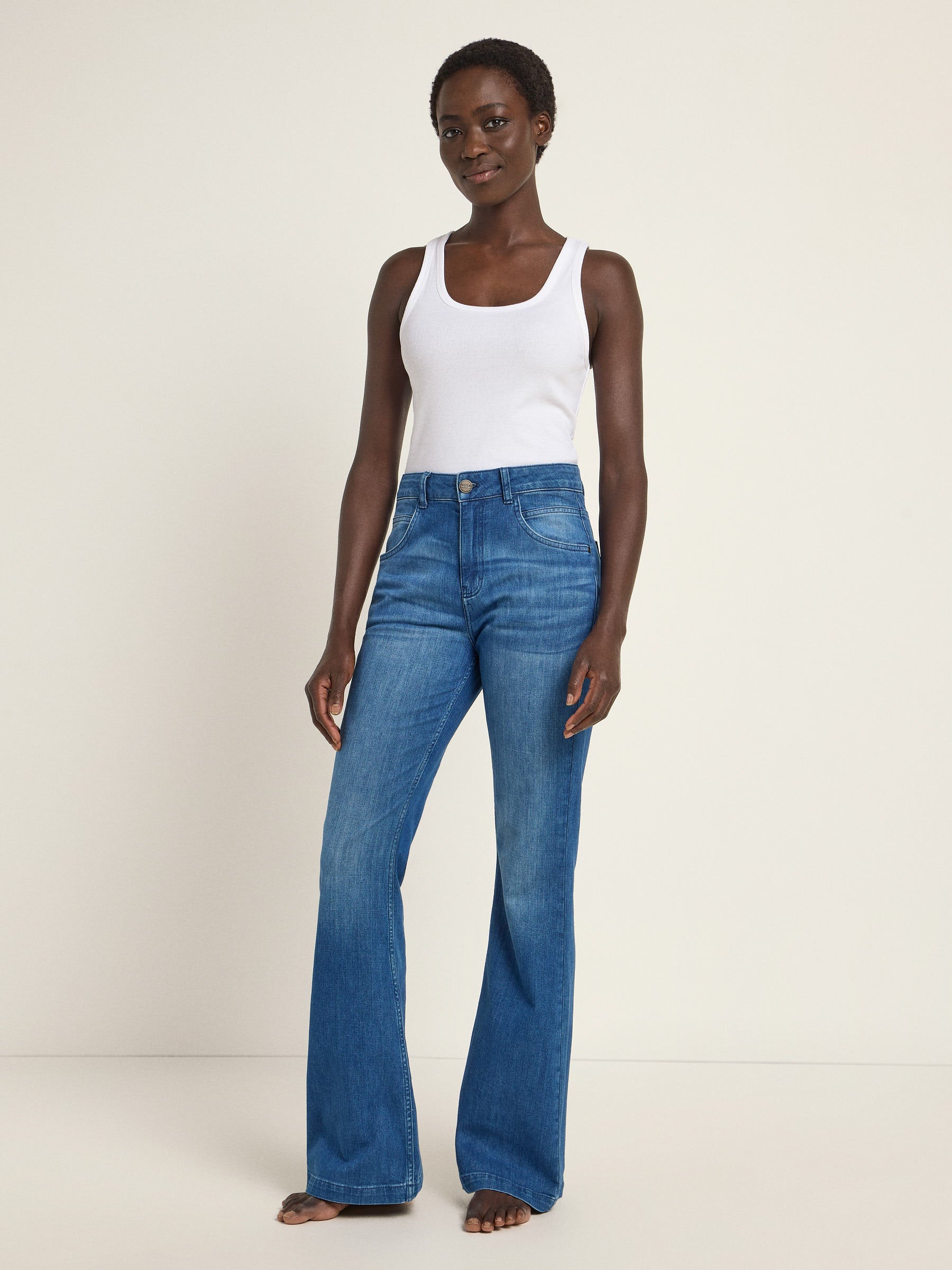 Flared Jeans (GOTS) - Mid Blue Denim von Lanius