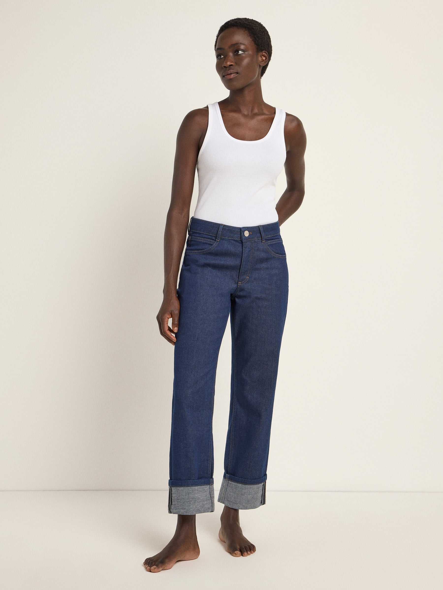 Jeans mit Aufschlag (GOTS) - Dark Blue Denim von Lanius