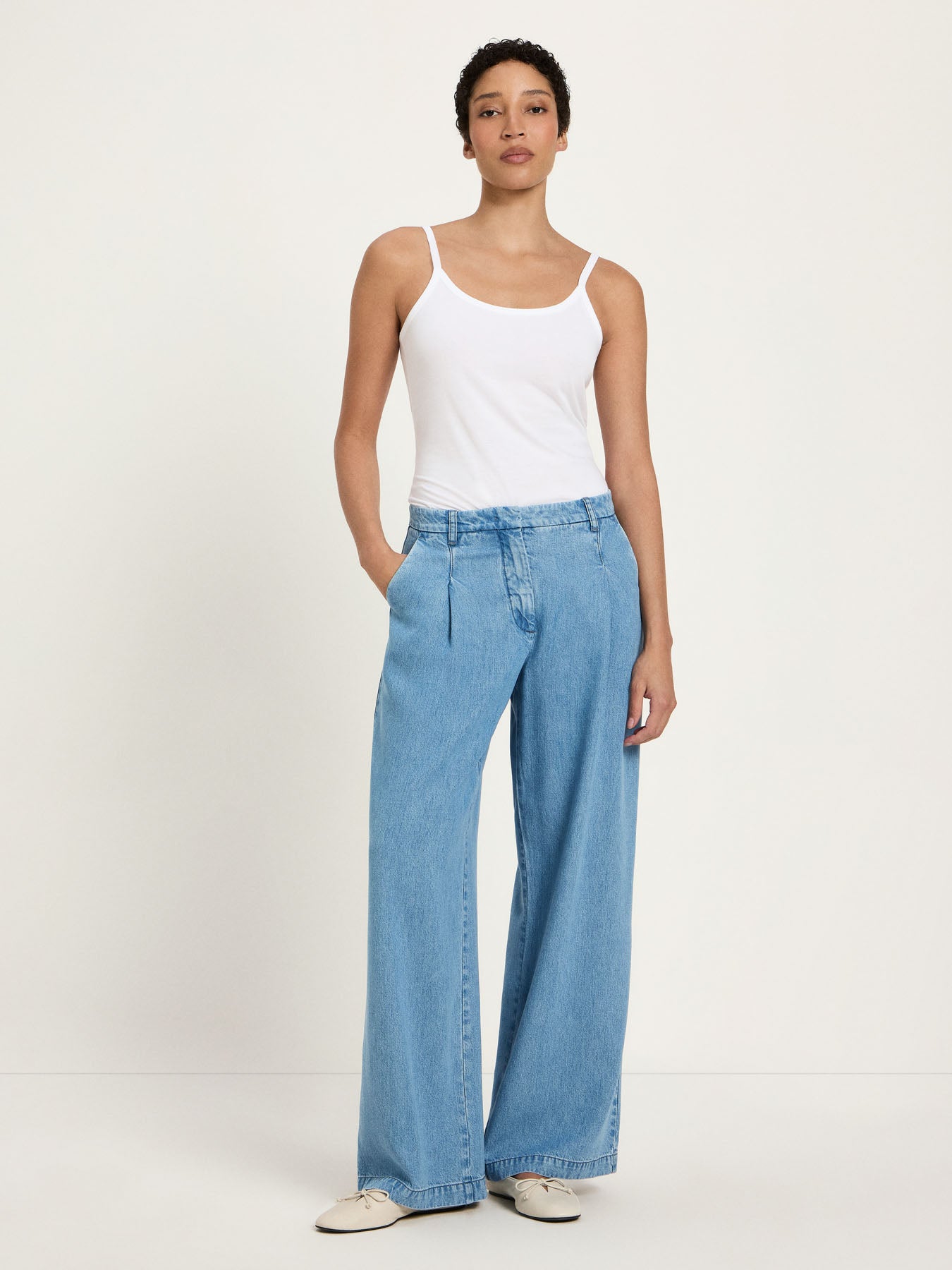 Jeans mit Bundfalte - Mid Blue Denim von Lanius